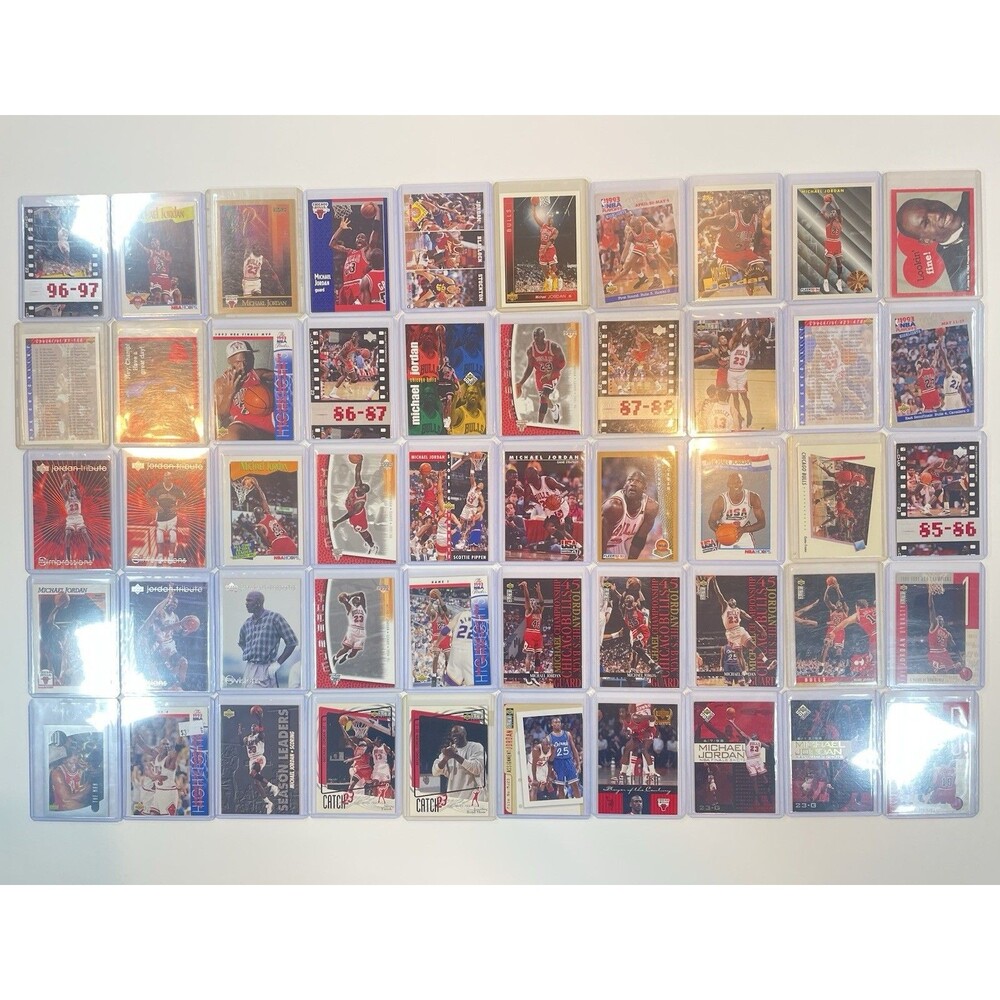 Michael Jordan Card Lot of 50 w/ Inserts Promos Holo Topps Upper Deck Skybox USA